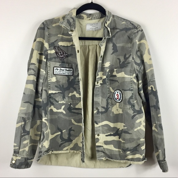 Zara Jackets & Blazers - ZARA Camo Jacket with Patches